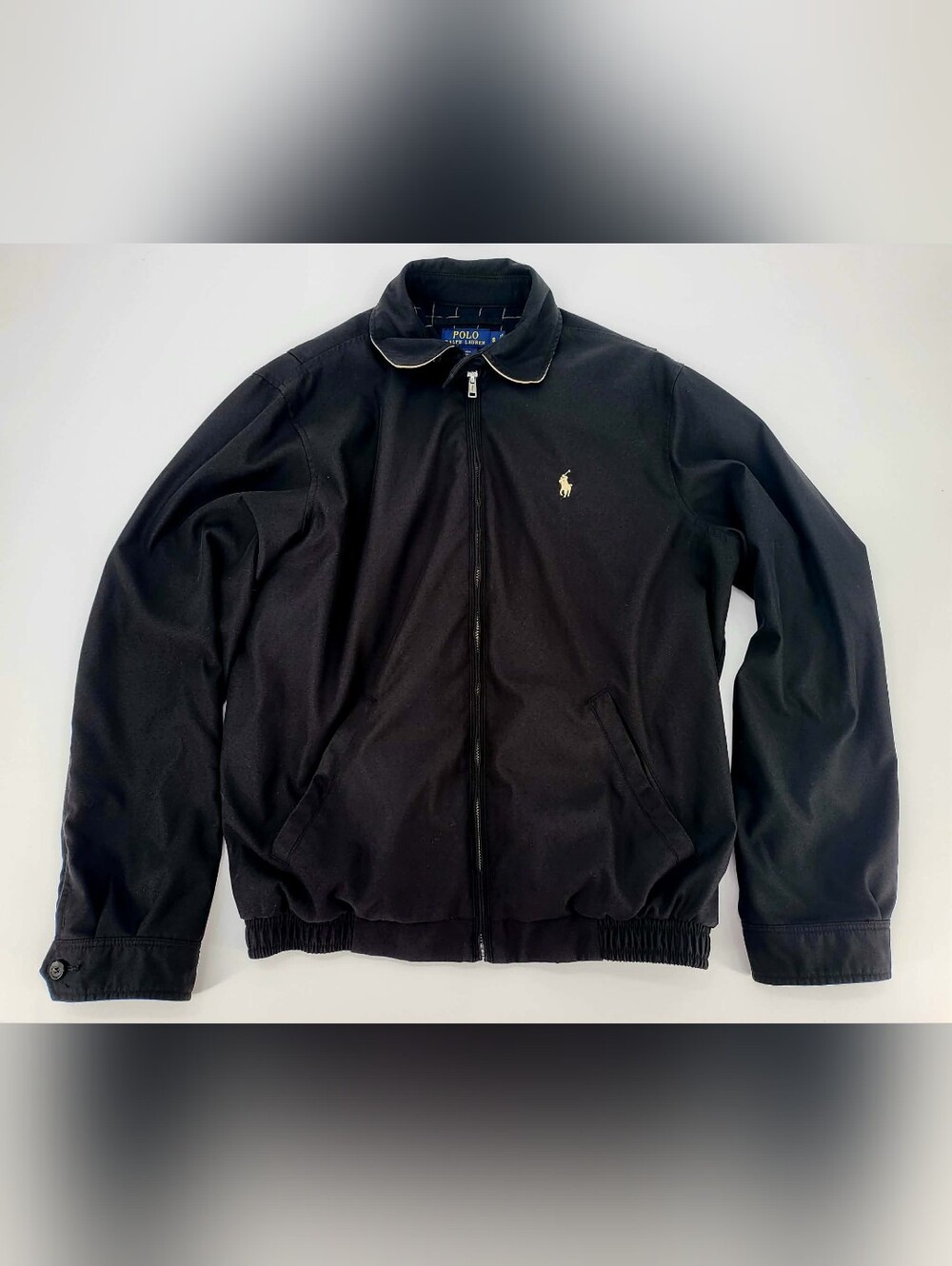 Polo by Ralph Lauren Black Zip-Front Harrington Jacket